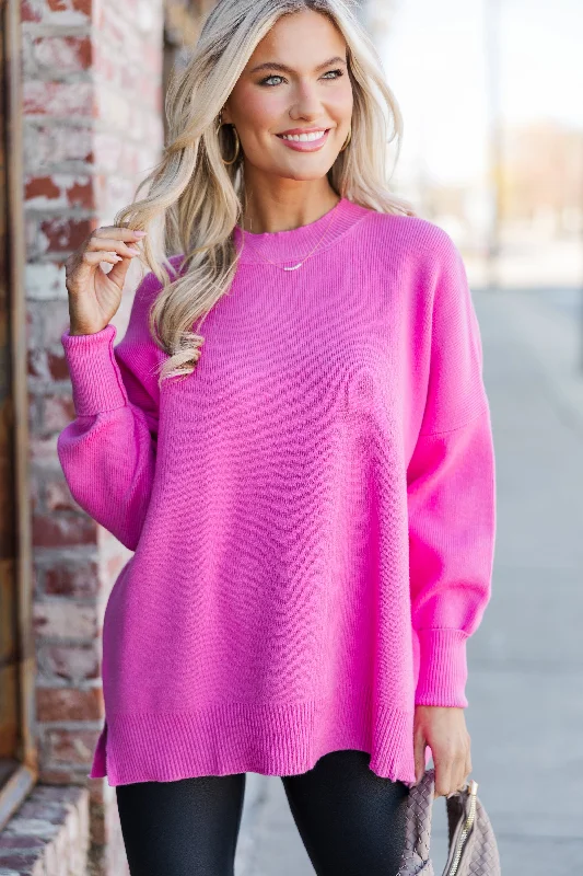 Perfectly You Candy Pink Mock Neck Sweater