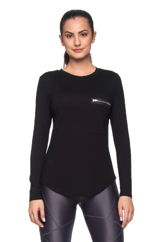 Perfect Basic Zip Tee Long Sleeve - Black