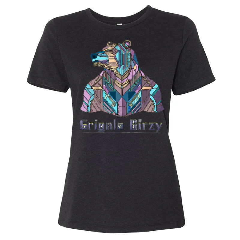 Stained Glass Cyborg Grizzly Bear Women's Relaxed Jersey Tee