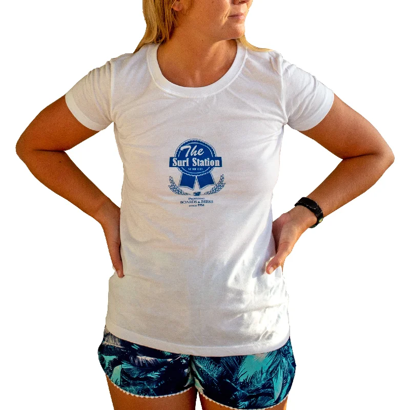 Surf Station Pabst Surf Co Women's S/S T-Shirt - White