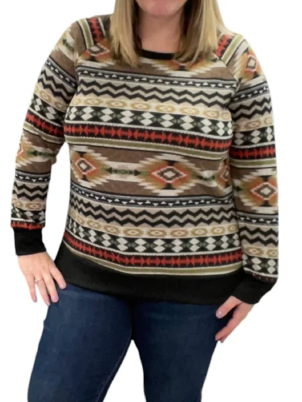 Aztec Weekender Sweater In Charcoal