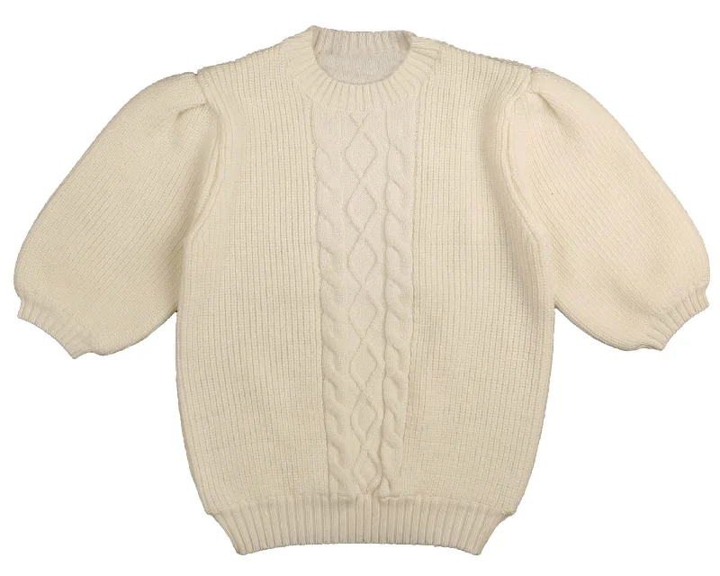 Noma Cream Chunky Puff Sleeve Sweater NKN754 Runs Small size up