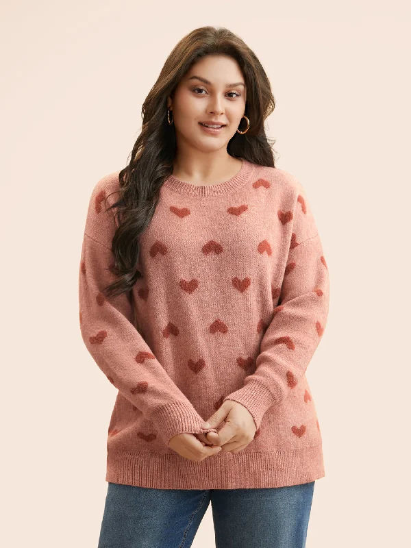 Heart Shaped Drop Shoulder Pullover