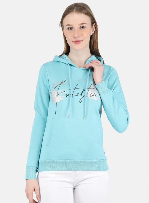 Women Blue Printed Sweatshirt