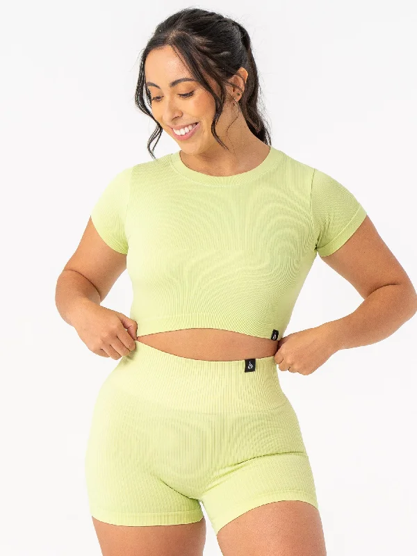 Rib Seamless T-Shirt - Lime