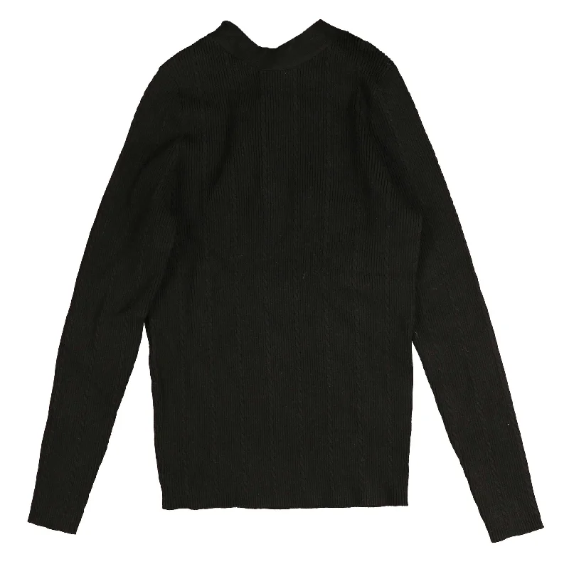 Hev Black Mock Neck Knit With Back Buttons