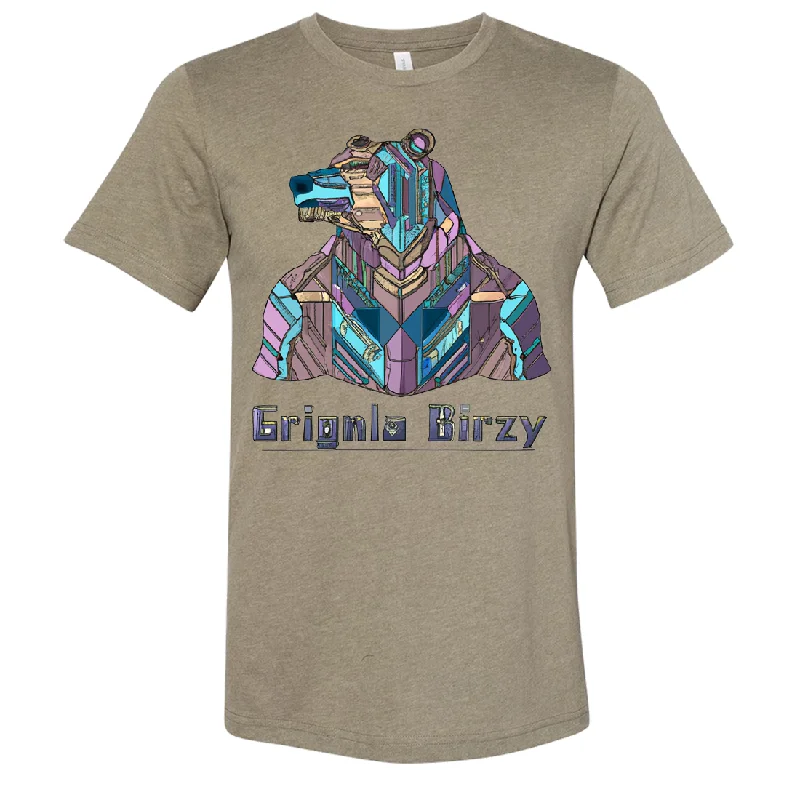 Stained Glass Cyborg Grizzly Bear Asst Colors Sueded Tee