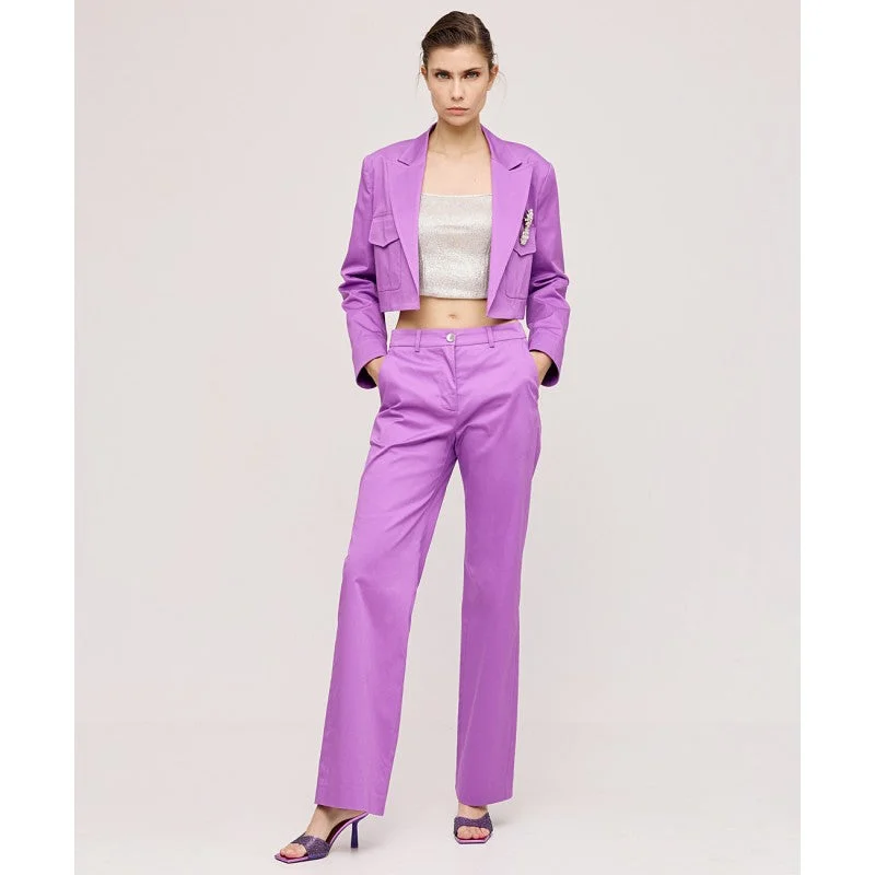 Access Fashion Violet Cropped Blazer Gabardine