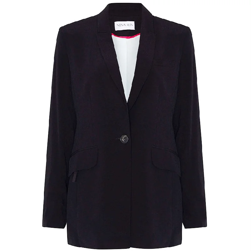 WAISTED LYOCELL BLAZER IN BLACK