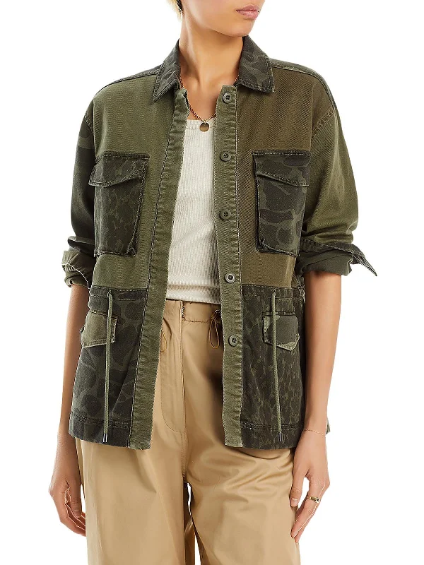 Evan Womens Camouflage Collar Denim Jacket