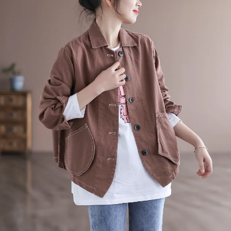 Spring Long Sleeve Women Cotton Retro Casual Jacket