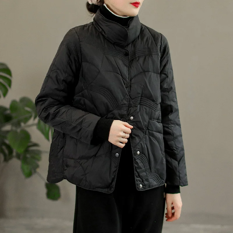 Winter Retro Casual Solid Warm Down Coat