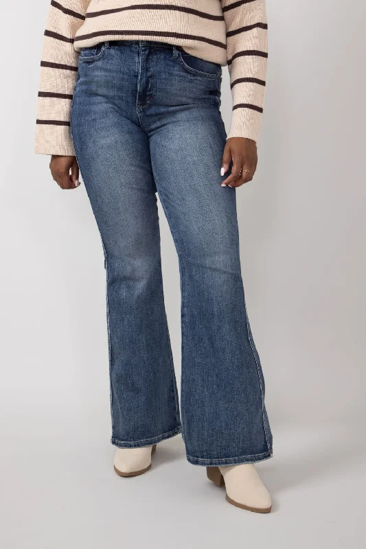 Judy Blue High Rise Contrast Flare Jeans for Women | 88855-REG