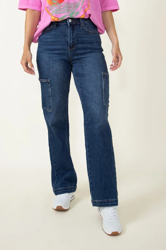 Judy Blue High Rise Wide Leg Cargo Jeans for Women | 88725-DK