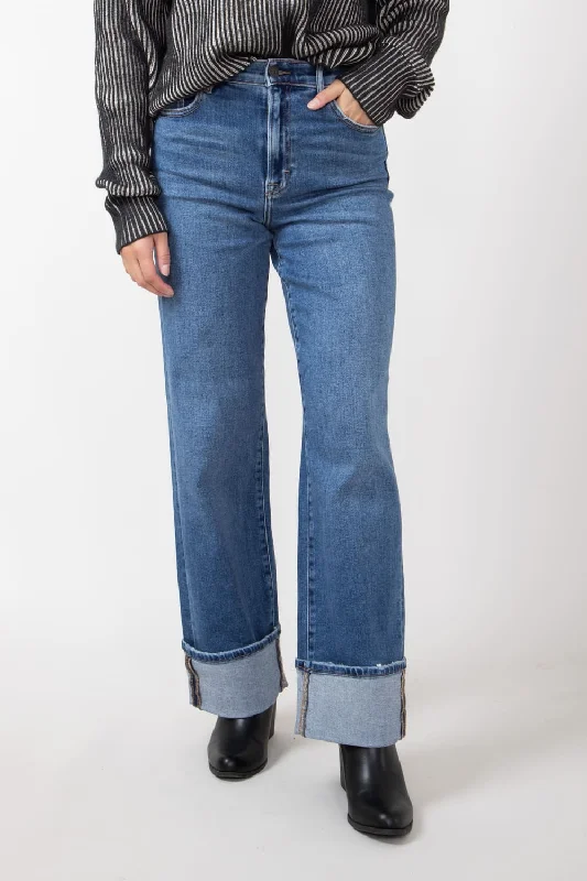 Hidden High Rise Cuffed Dad Jeans for Women | HD9313D-DK