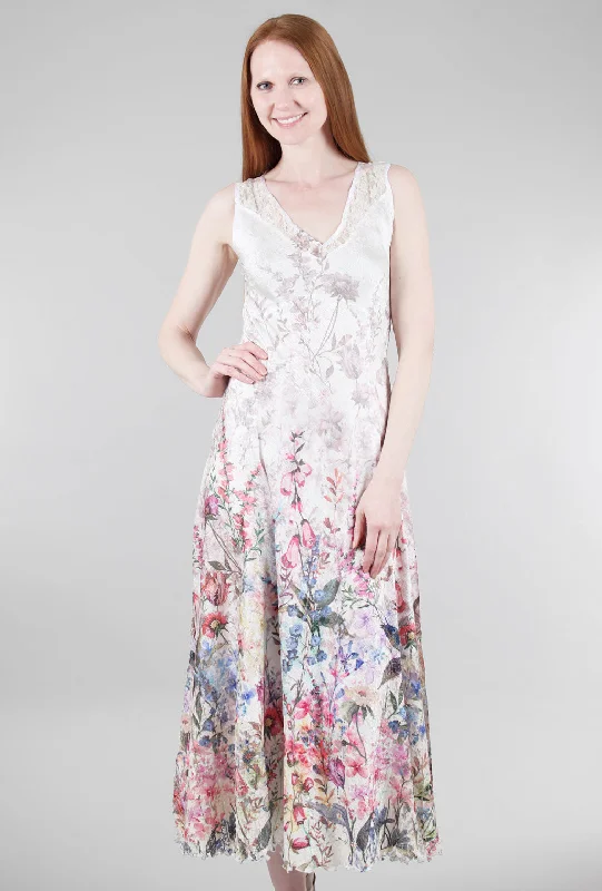 Laces-Back Long Dress, Cream/Vivid Garden