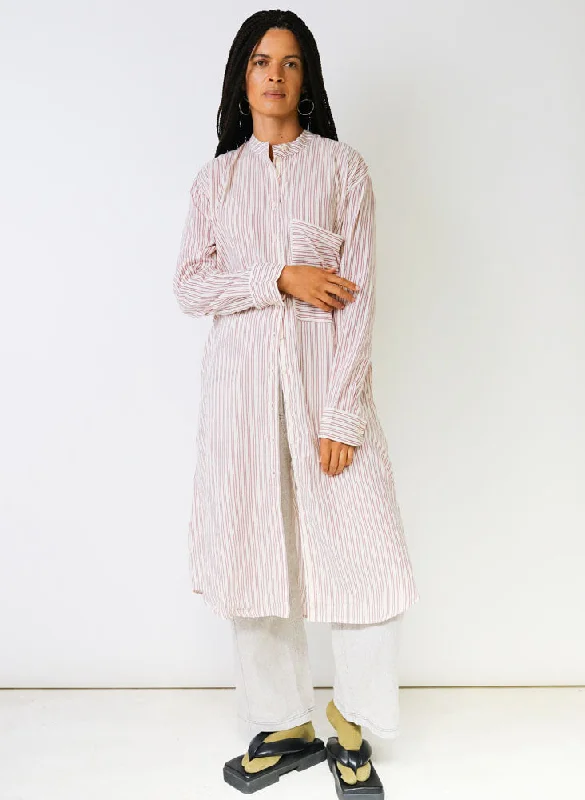 Unisex Nat Shirt Dress, geranium stripe