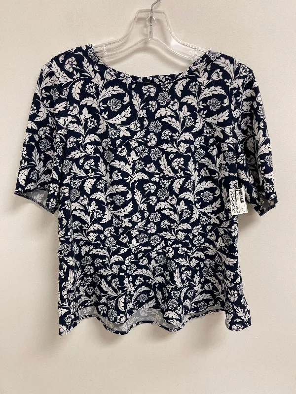 Top Short Sleeve By Banana Republic In Blue & White, Size: M