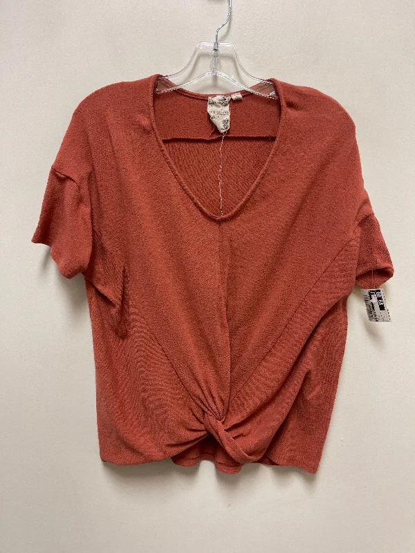 Top Short Sleeve By Blu Pepper In Orange, Size: L