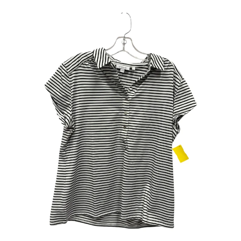 Top Short Sleeve By Chicos In Black & White, Size: L