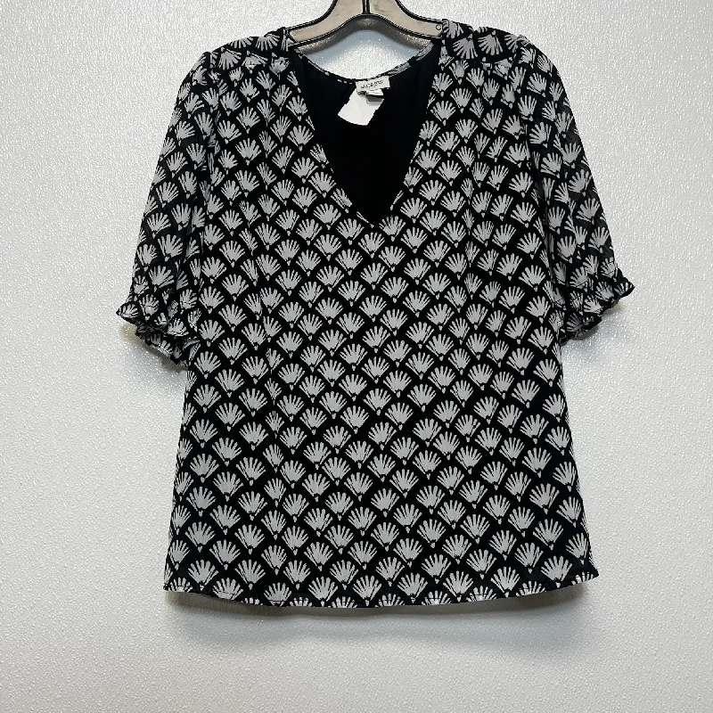 Top Short Sleeve By J Crew O In Black White, Size: L