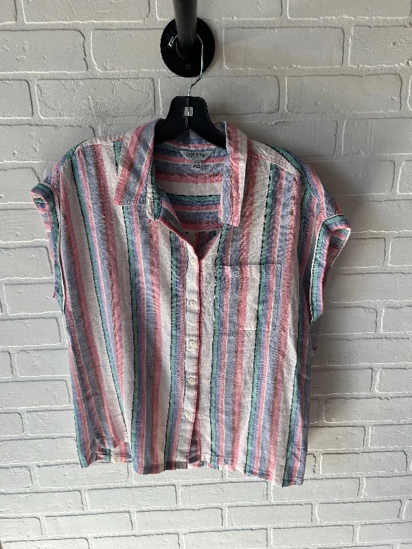 Top Short Sleeve By Orvis In Blue & Pink, Size: M