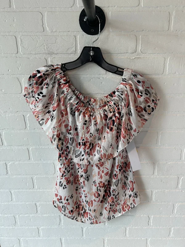 Top Short Sleeve By White House Black Market In Pink & White, Size: Xs