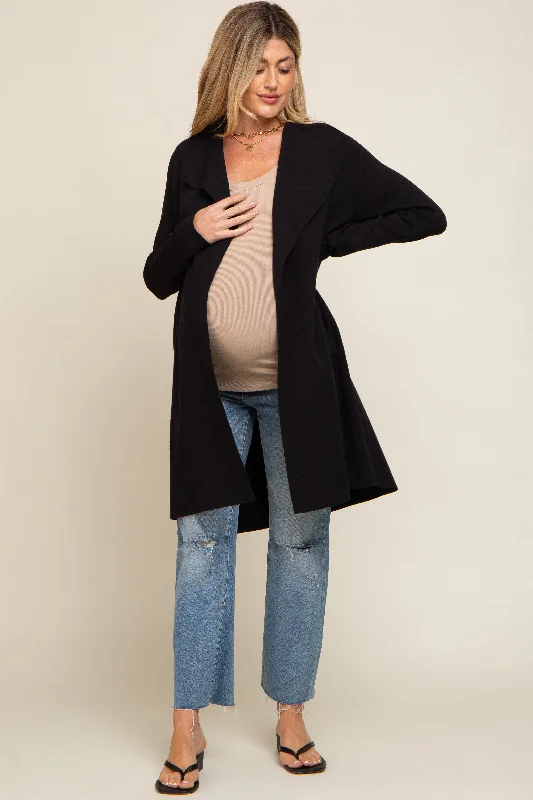 Black Draped Maternity Cardigan