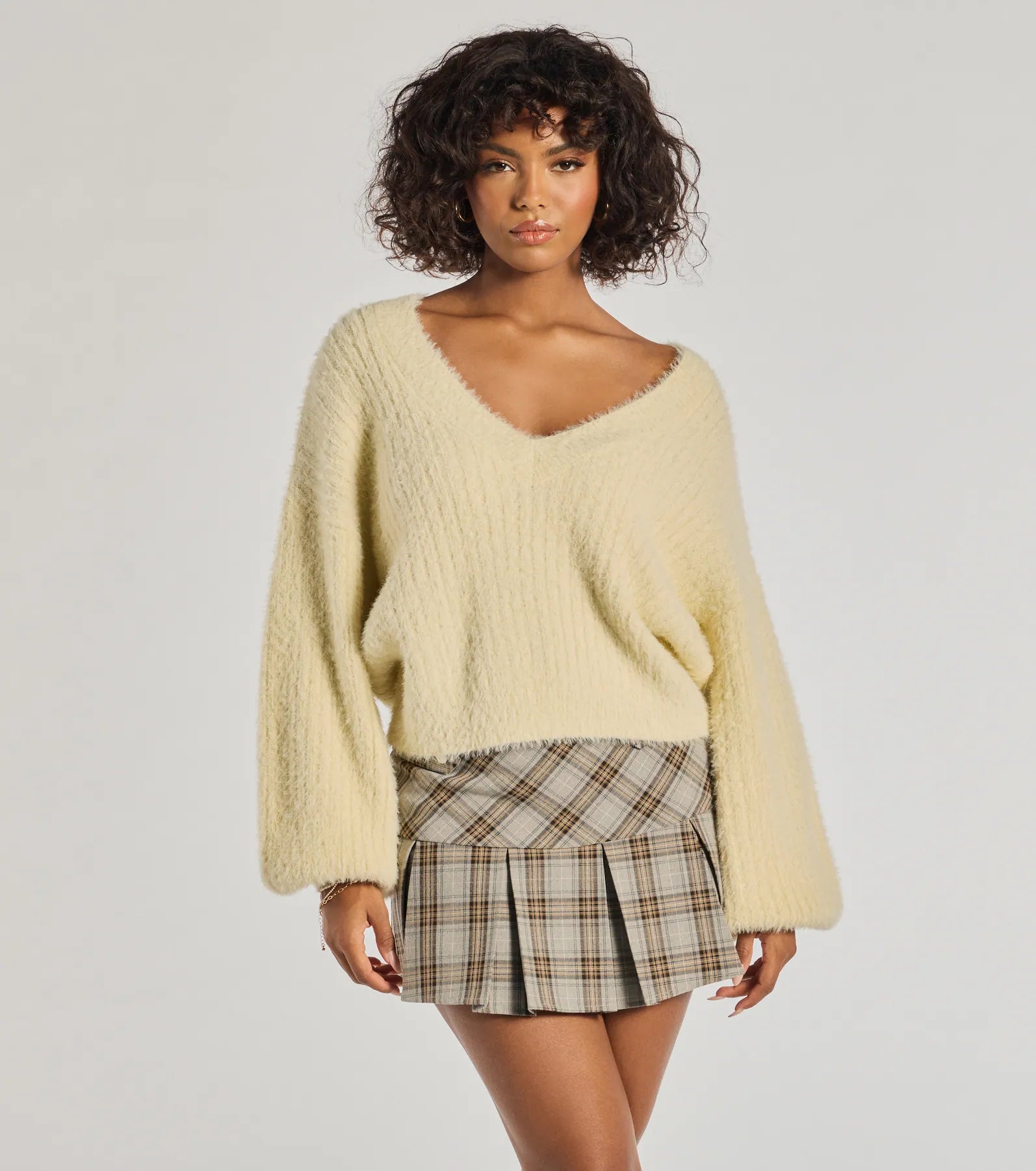 Cuddle Up Eyelash Knit V-Neck Sweater