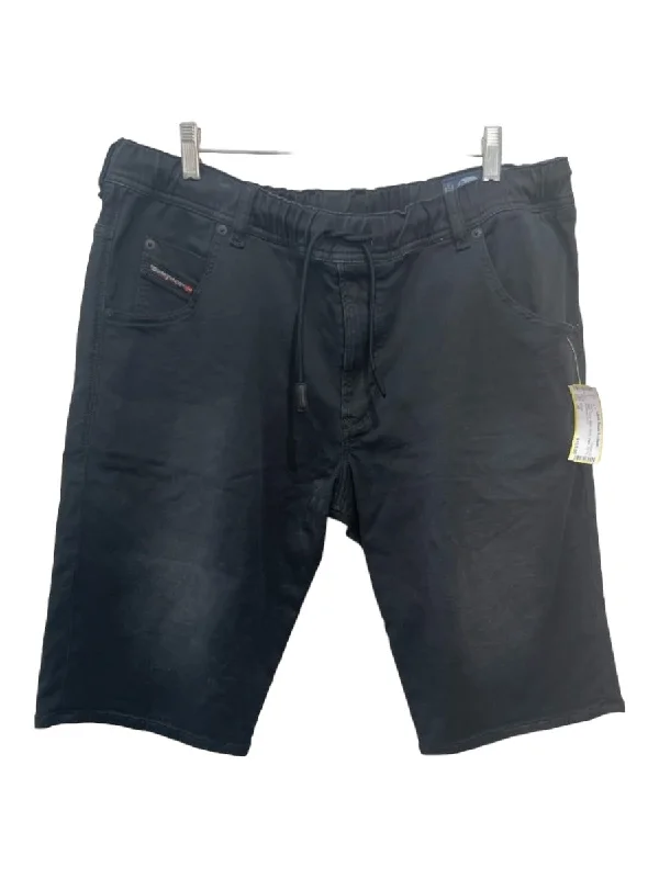 Diesel Size 38 Black Cotton Blend Elastic Waist Zip Fly Men's Shorts