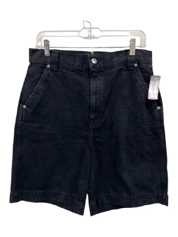 Khaite Size 31 Black Cotton Denim High Rise Mid Thigh Pockets Shorts