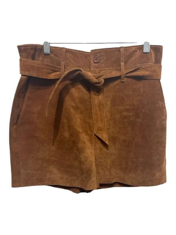 Le Superbe Size 4 Brown Suede Leather Belt High Rise Shorts