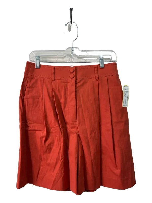 Rebecca Taylor Size 4 Burnt Orange Cotton Blend High Rise Pleated Long Shorts