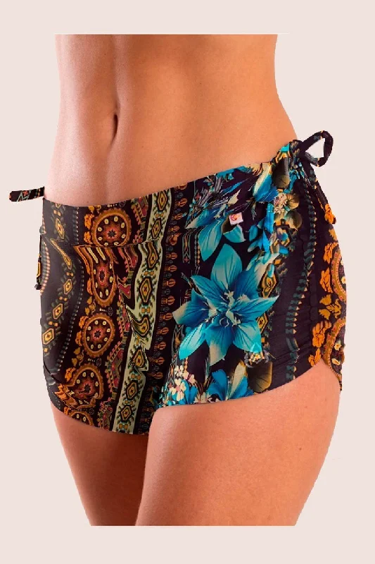 Side String Shorts, Tropical Mandala Bloom, Cool Form Light