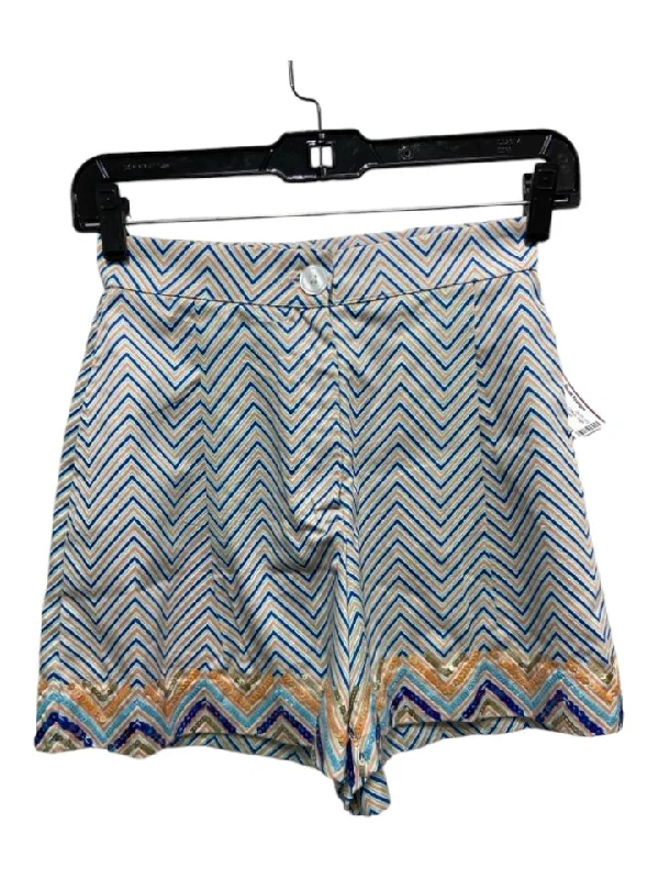 Thierry Colson Size XS Green, Blue, Orange Cotton High Rise Chevron Shorts