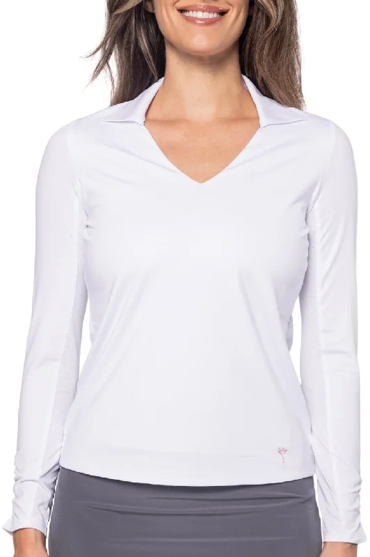 White Long Sleeve Lisa Sport Polo